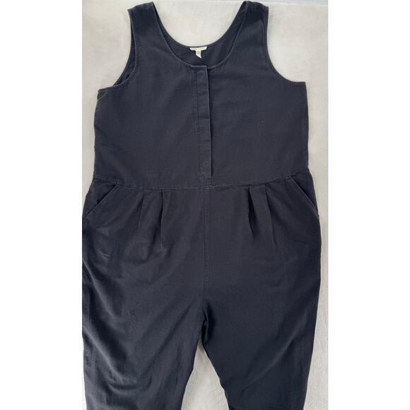 Eileen Fisher Black Cotton Linen Jumpsuit Overalls Romper Pantsuit XL One Piece - Picture 4 of 8